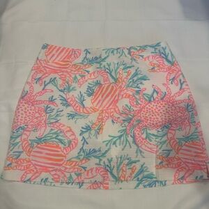 Lilly Pulitzer Pink and Blue Crab Print Mini Skirt